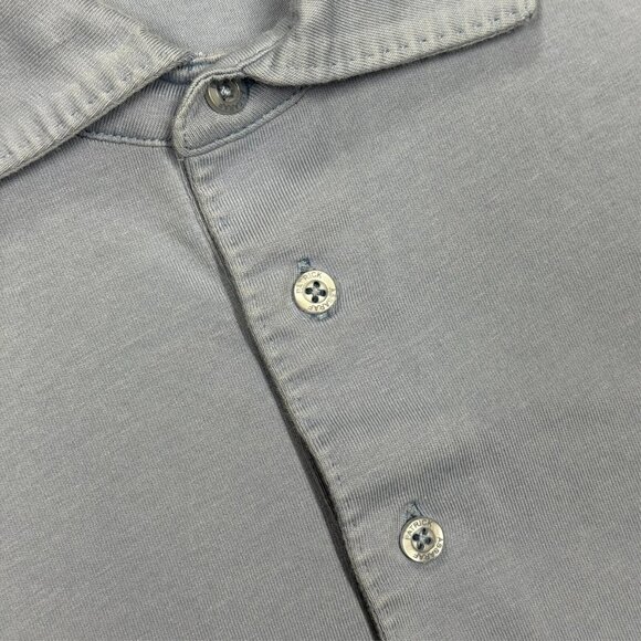 Patrick Assaraf Pima Cotton Polo Shirt Stretch Fabric Made in Peru Blue Small - Picture 4 of 7